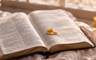 Bíblia aberta sobre tecido claro junto a uma pétala de girassol — versículos para a ansiedade